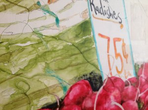 Detail of string near green onions