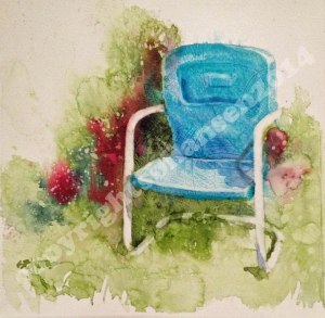Turquoise Chair finished. 8x8 watercolor on gessoed watercolor paper