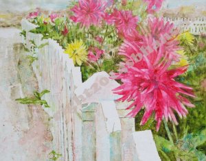 Beachy Dahlias, 16x20 Texi-Plexi, $450, Available