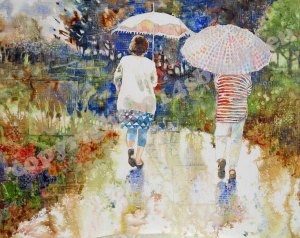 Friendship, 16x20 watercolor on gessoed plexiglass. $450