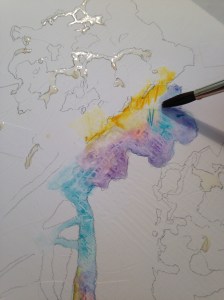 Initial wash into the popcorn shadow on the table