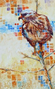 Malhuer Hunter, 19x11 original watercolor and collage on Plexiglas, $325