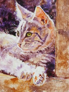 Sunbeam, 16x12 original watercolor on gesso-covered plexiglas, $325