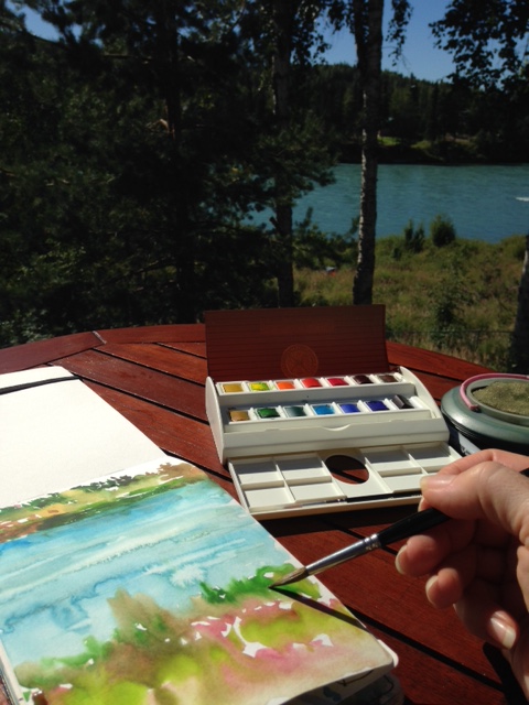 Painting in my journal on the back deck