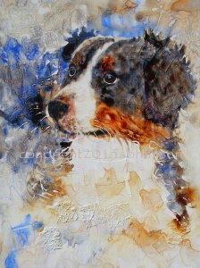 Who, Me? 16x12 Original Watercolor and collage on gesso-covered Plexiglas. $325