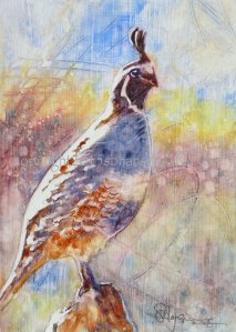 On Alert, 5x7 original watercolor on Plexiglas