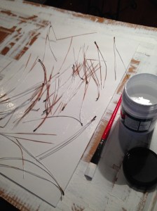 Adding pine needles to the surface of texi-plexi